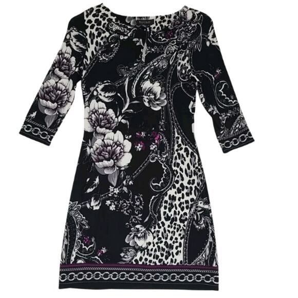White House Black Market Sheath Dress - Black/Purple Floral - NWT Size XL - Picture 2 of 5